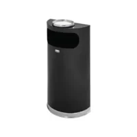 Half round ash trash 9 gal black & chrome